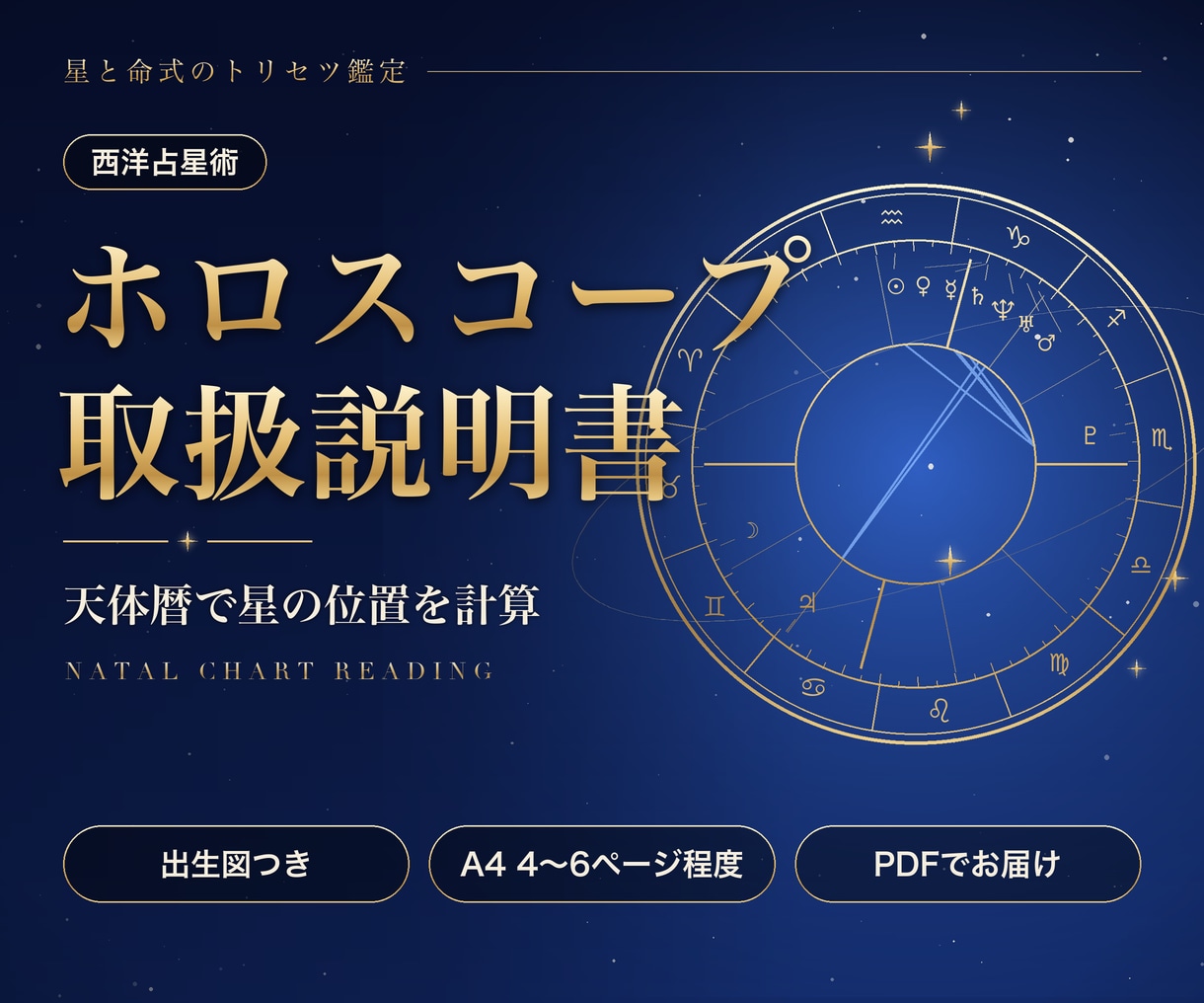 ホロスコープであなたの取扱説明書を作ります 天体暦で実際の星の位置を計算｜A4のPDF鑑定書でお渡し イメージ1