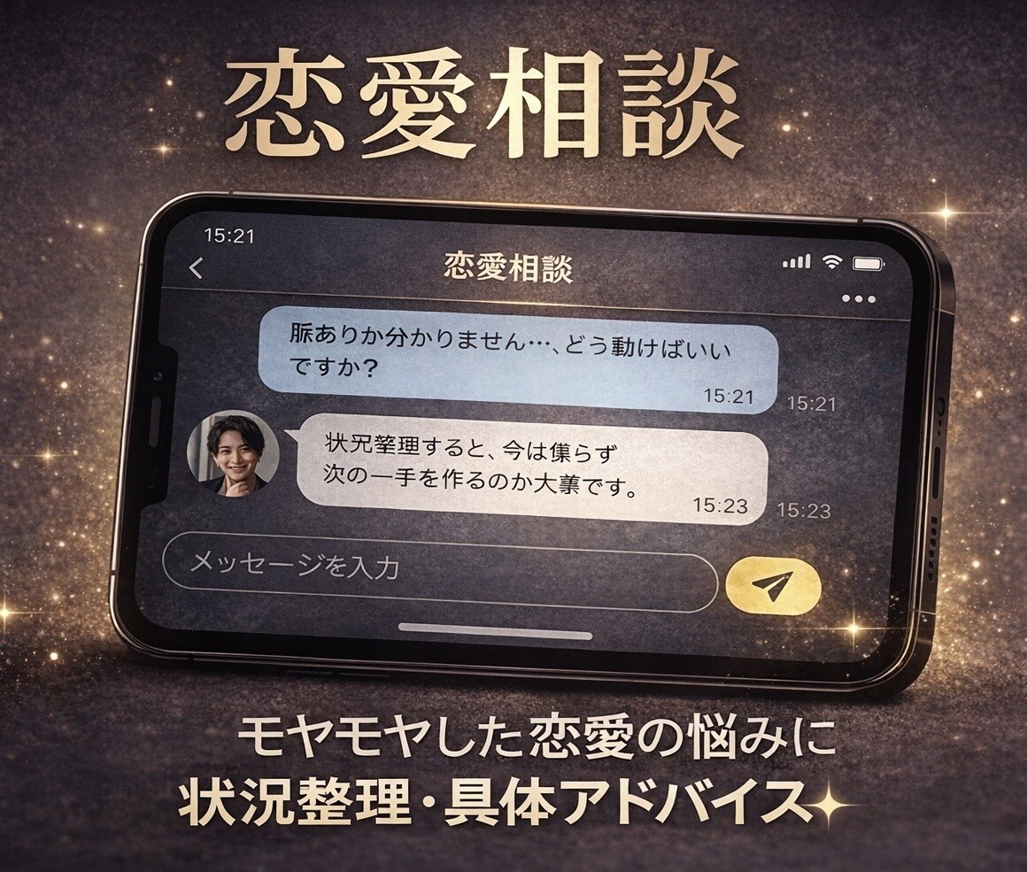 恋愛の悩みを整理して具体的にアドバイスします 相手の気持ちが分からない、次の一手に迷う方へ イメージ1