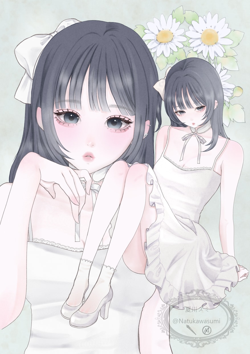 透明感のある大人かわいいイラストを描きます 色んな女の子の顔を描くのが好きなので一生懸命制作いたします イメージ1