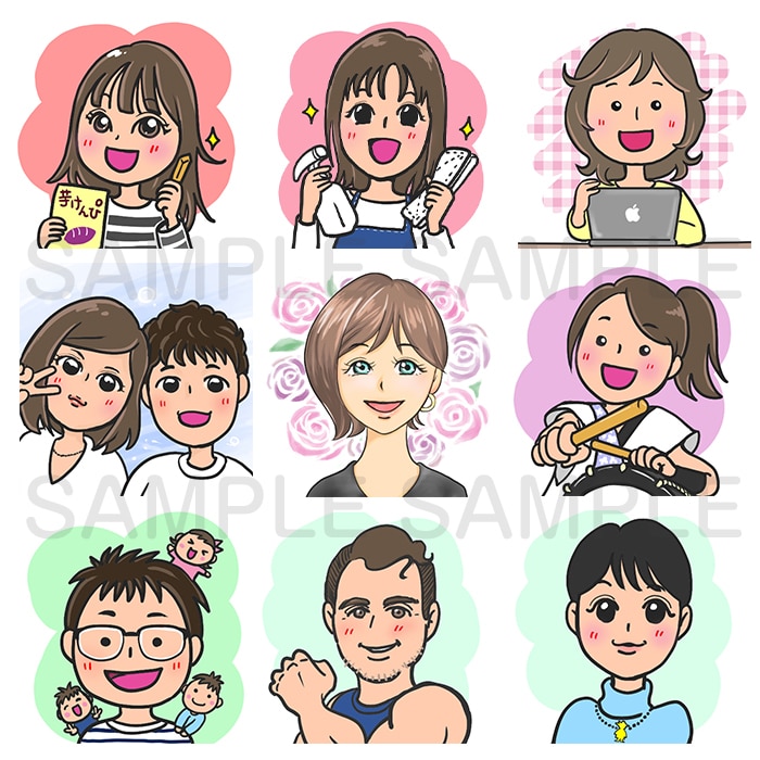 ゆる似顔絵アイコン★お得なセットで販売します Twitter,LINE,ブログ,インスタ等のアイコンに イメージ3