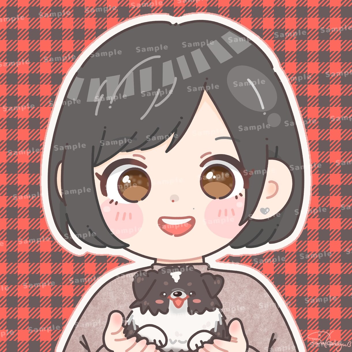 ほんわかポップな似顔絵アイコンお描きします ちょこんと手のり動物と一緒の、ちょっと特別な1枚をお届け＊ イメージ3