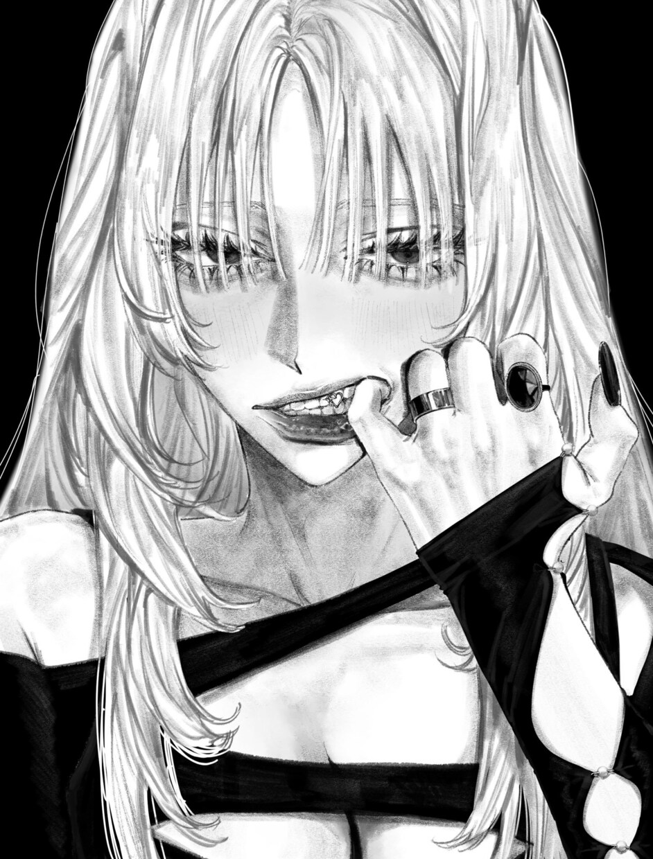 モノクロイラスト描きます 綺麗で目力のある女の子が得意です。 イメージ3