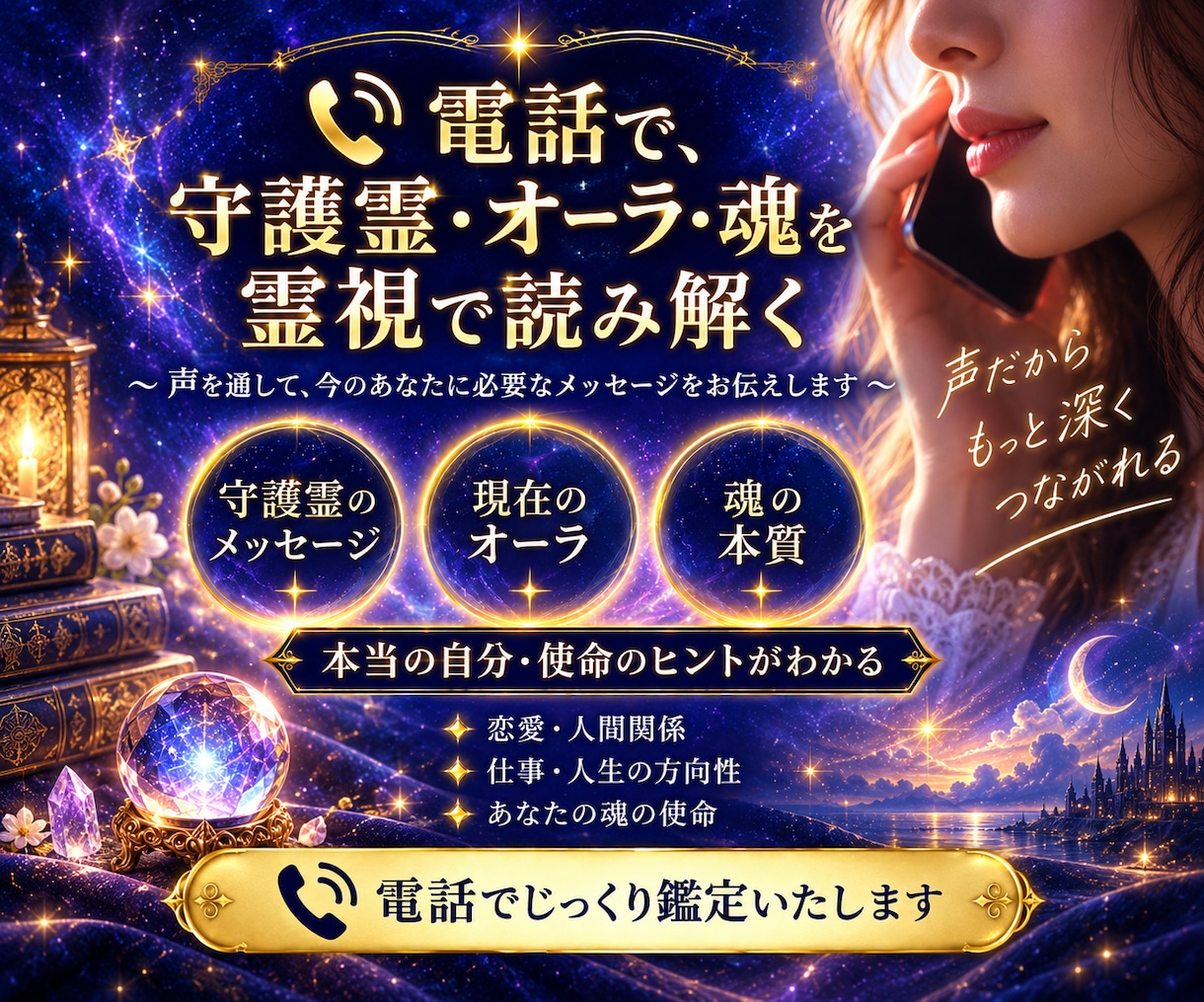守護霊・オーラ・魂の使命を電話で丁寧に霊視します 魂の使命とオーラの状態まで守護霊様のお言葉を声でお届けします イメージ1