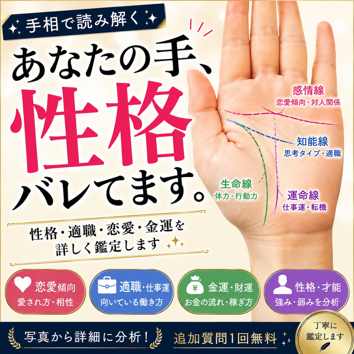 あなたの手、性格バレてます 手の特徴から性格・適職・恋愛傾向を分析します。 イメージ1