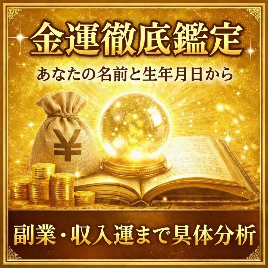 あなたの金運を徹底分析します 収入運・副収入運まで徹底解説！！！ イメージ1