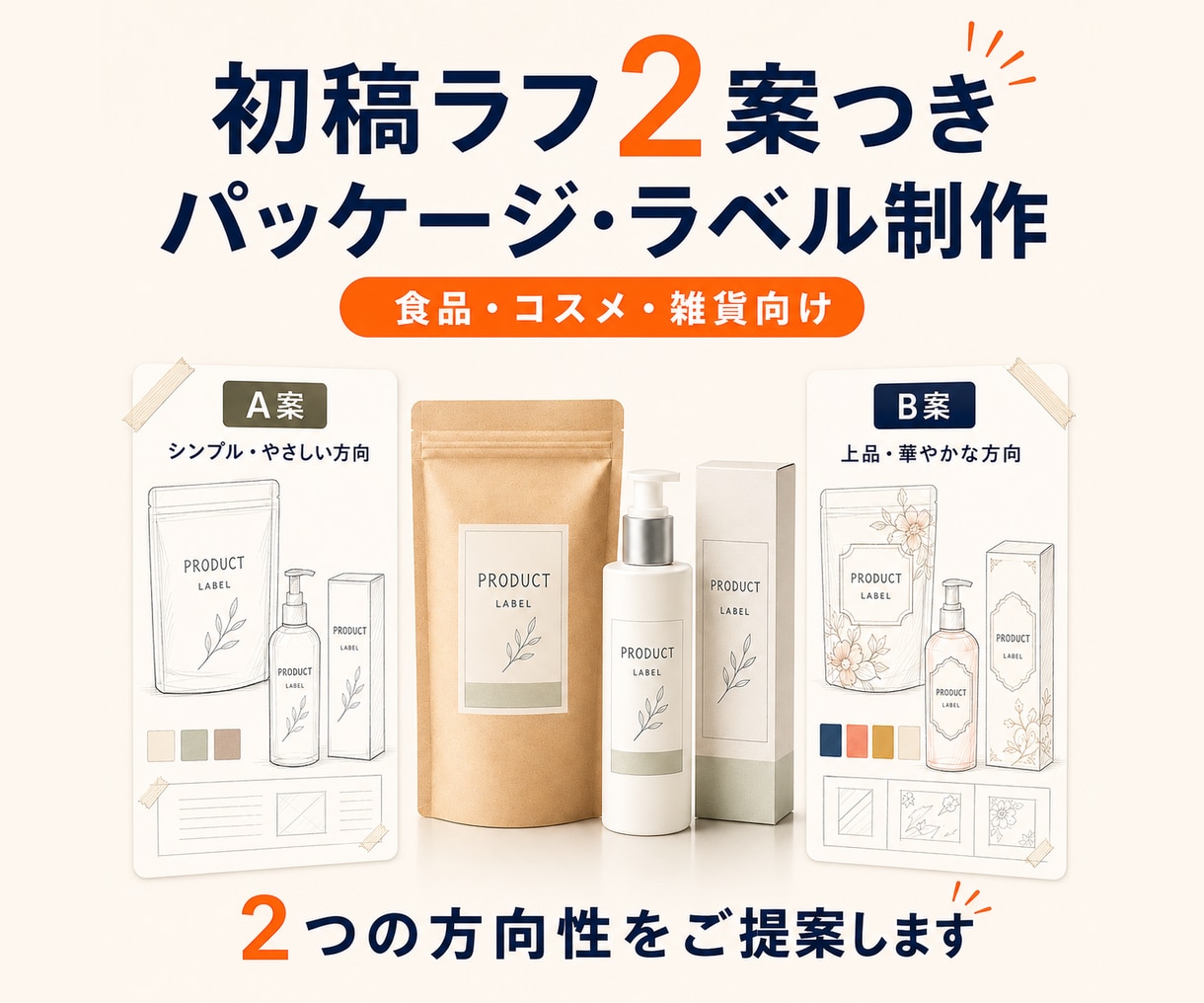商品の魅力が伝わるパッケージを制作します 食品・コスメ・雑貨向け｜初稿ラフ2案つき イメージ1