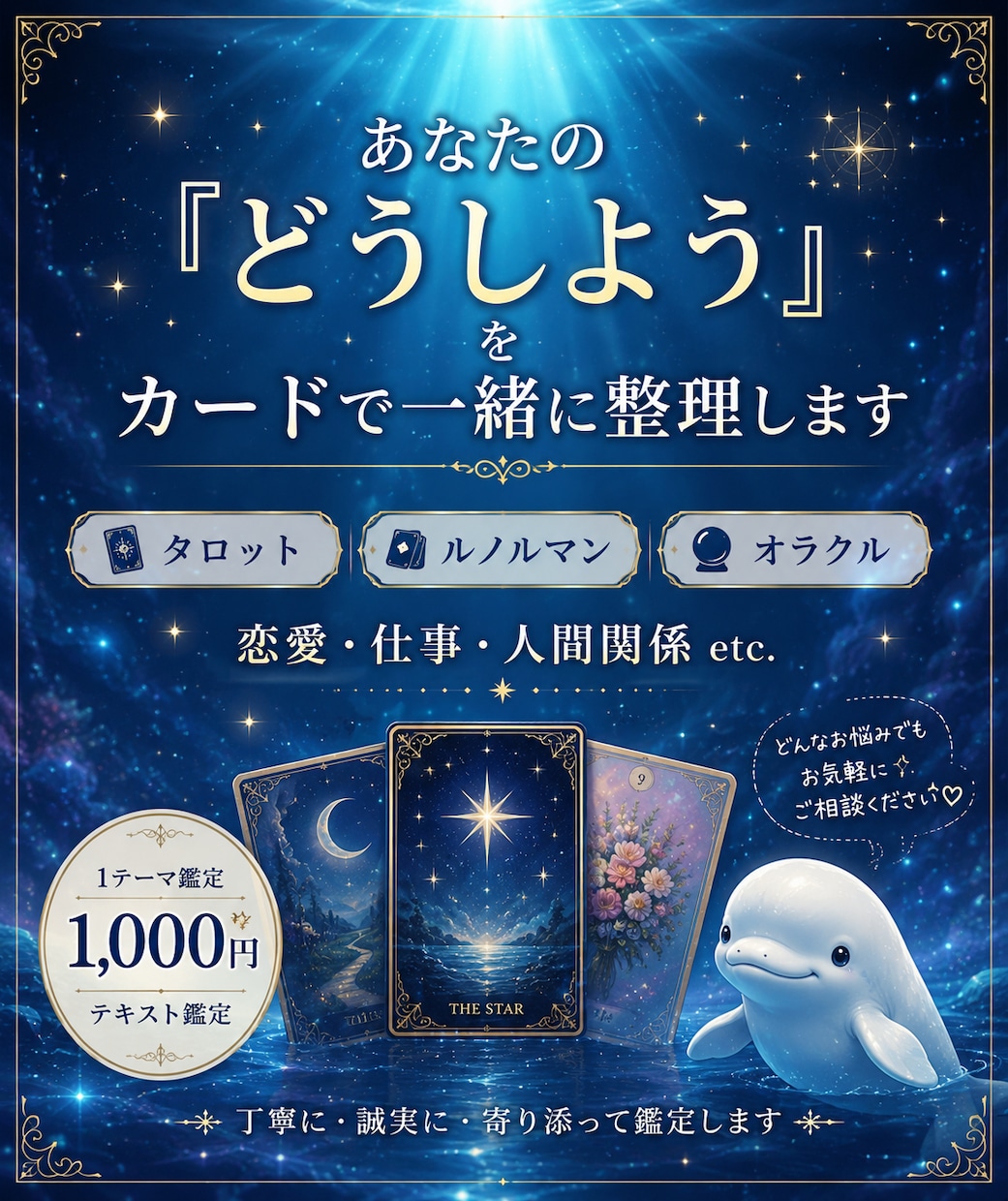 あなたの『どうしよう』をカードで一緒に整理します 「結果だけで終わらず、ここからの一歩まで一緒に考えます」 イメージ1