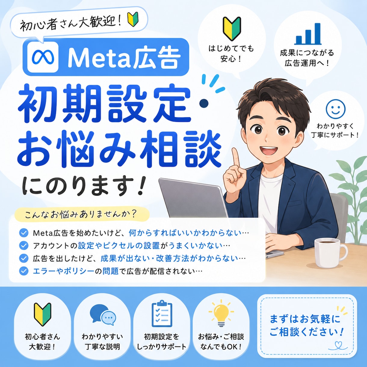 Meta広告の初期設定・お悩み相談にのります 初めての方向け｜設定から数字の見方まで丸ごと相談OK イメージ1