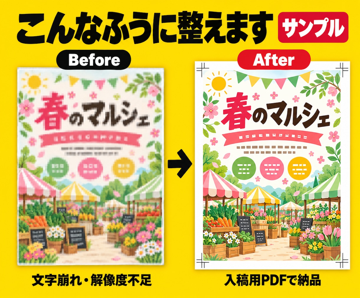 画像しかないチラシを入稿データに整えます 生成AI・画像もOK｜文字崩れ・サイズ・塗り足しを調整 イメージ2