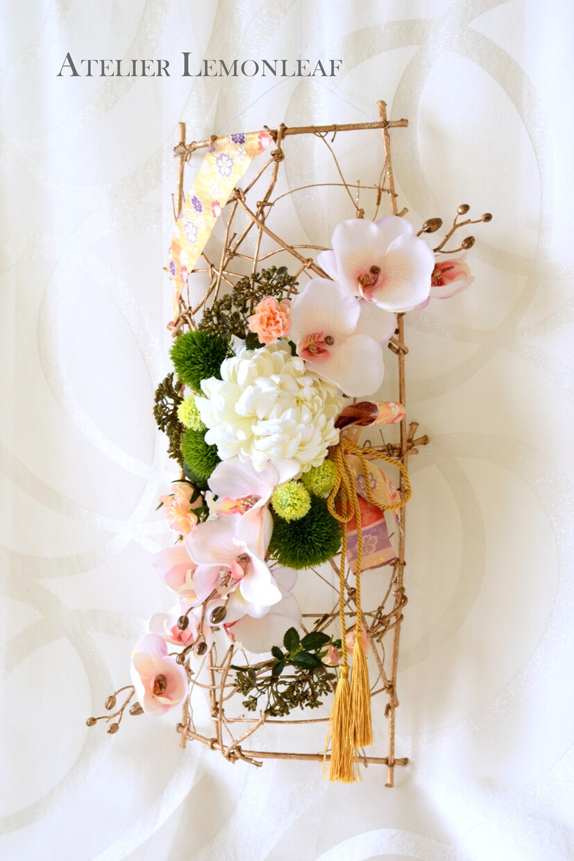 1月和飾　花インテリアの作り方ご指導します 手づくり花インテリア・フラワーアレンジのヒントに♪ イメージ1