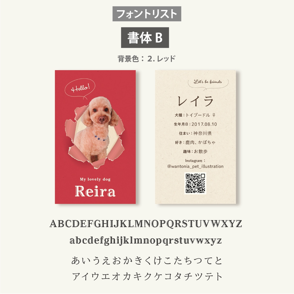 写真入ペット名刺 うちの子らしい色＆書体で作ります スマホ撮影でOK! デザイナーへのセミオーダー100枚送料込 イメージ7
