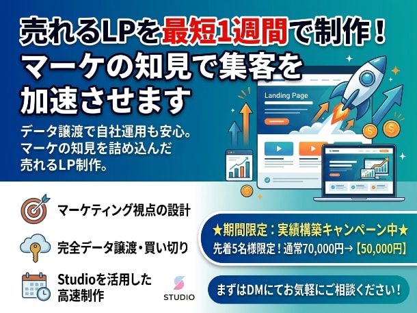 マーケターがStudioLPを1週間で制作します 10年のマーケ知見で集客最大化！最短1週間でデータ即納品 イメージ1