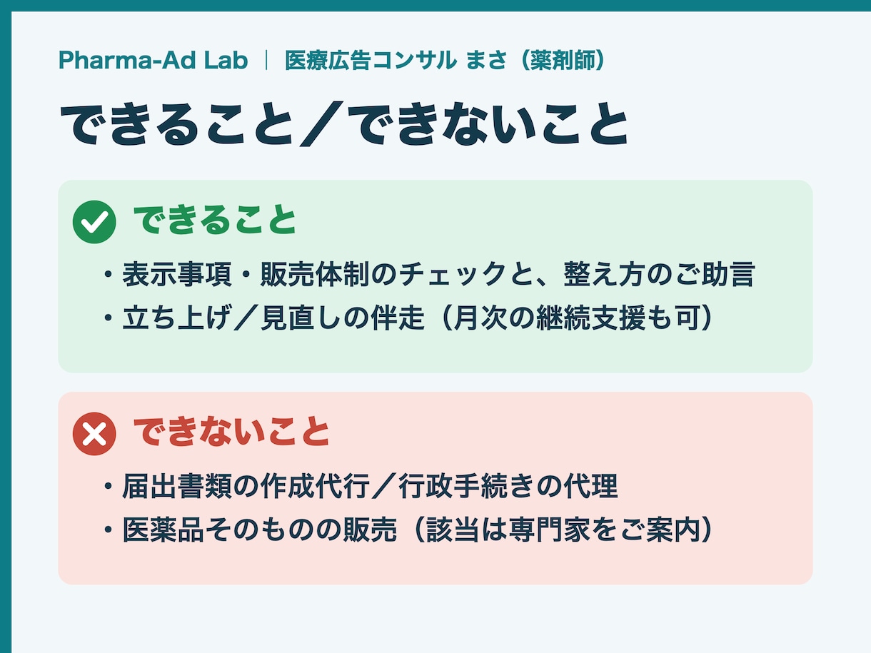 薬剤師が医薬品ネット販売の法定表示を作成します 実務5年の薬剤師が、そのまま載せられる表示文を執筆 イメージ2