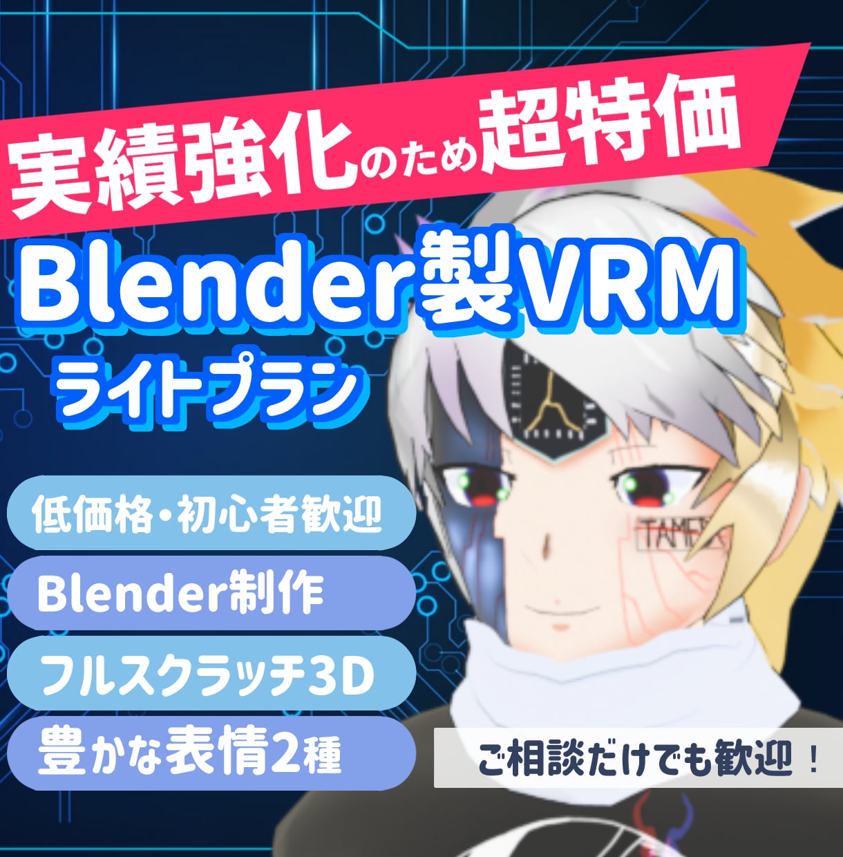 低価格Blender製VRM Vtuber作ります テンプレ感のないオリジナルの3Dモデルをお手軽価格で！ イメージ1