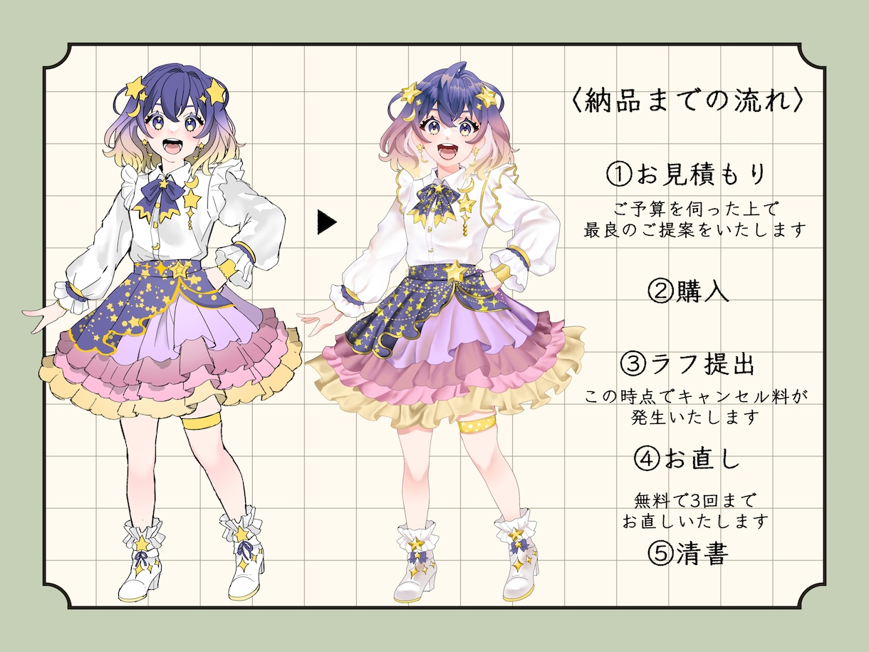 美麗な全身立ち絵✨お描きします 品のあるキャラデザ、艶と重厚感のある衣装デザインが得意です！ イメージ2