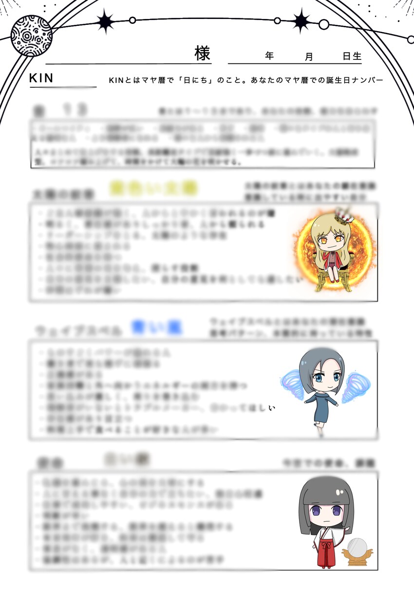 即日即納★マヤ暦★あなたの取り扱い説明書作ります 自分の隠れた個性や才能が分かる イメージ2