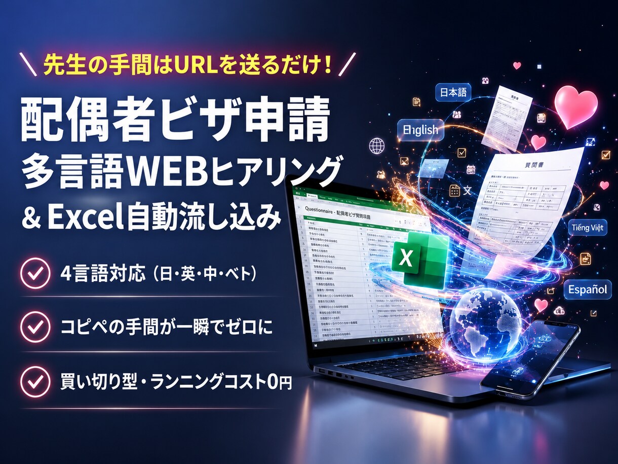 実務直結！質問書8枚「データ自動転送」させます クライアントが入力➔Excel化！LINEやメールで楽々回収 イメージ1