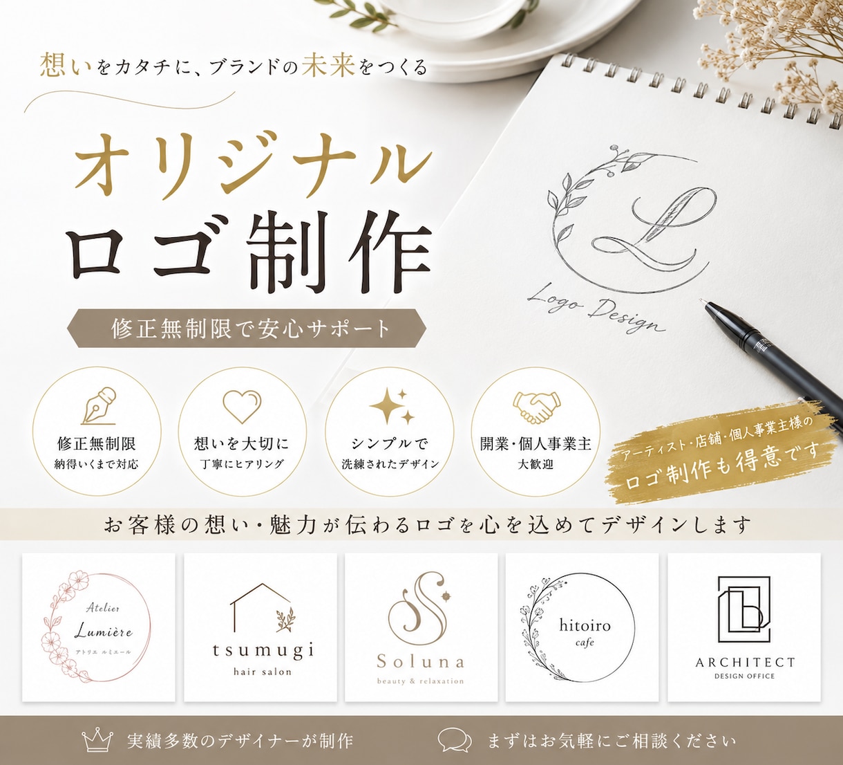 想いが伝わるオリジナルロゴ制作します ブランドの未来を彩るオリジナルロゴ制作 イメージ1