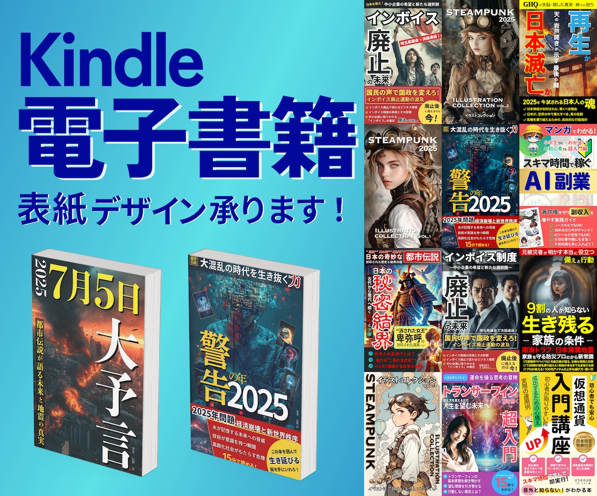電子書籍・Kindle本の表紙デザイン作成します あなたのご希望に寄り添いクリックされる表紙デザイン作成します イメージ1