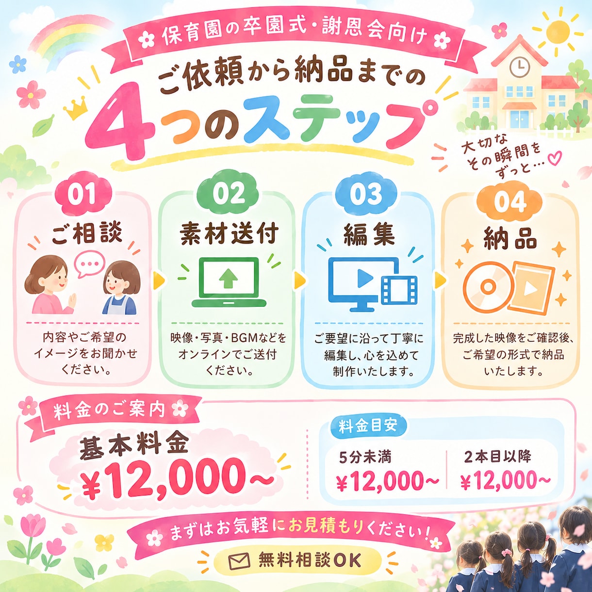 卒園式・謝恩会にぴったりの感動ムービーを制作します 笑顔と成長の軌跡を、感動の映像に。 イメージ2