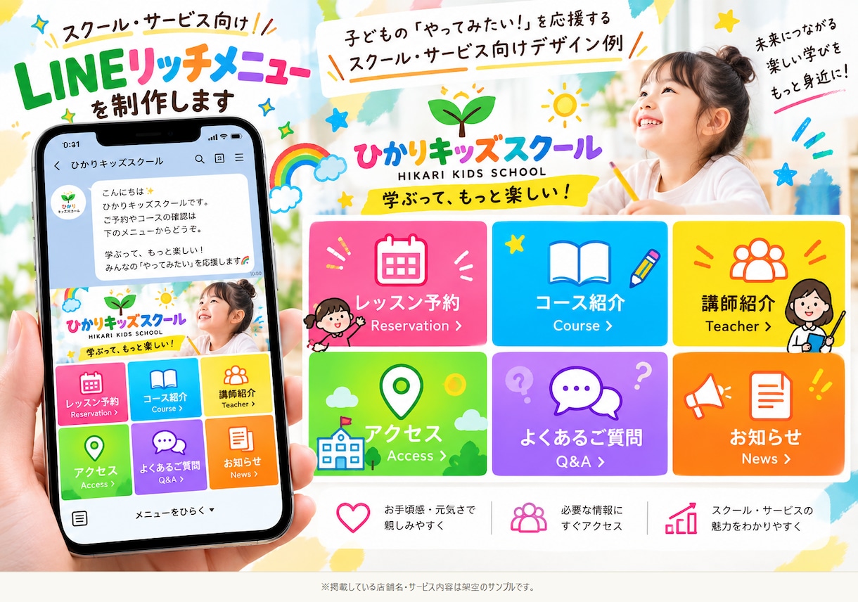 LINEリッチメニューを作成します 投稿内容と目的を整理し、見やすく構成 イメージ6