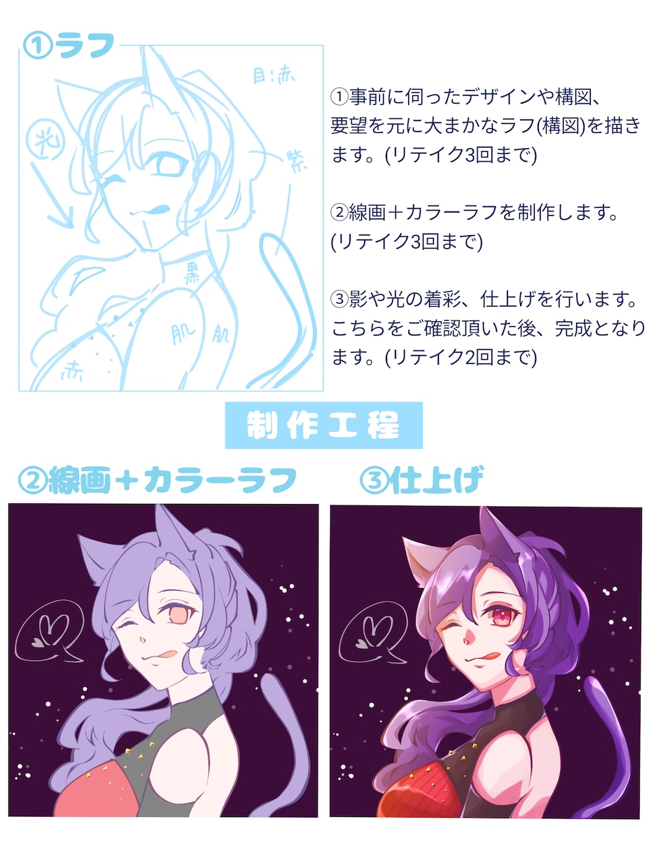 修正無制限！アイコン〜1枚絵まで幅広く描きます 色と線のはっきりした鮮やかなイラスト。現在ラフ修正無制限。 イメージ10