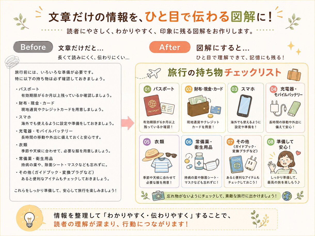 文章をわかりやすい図解にします ブログやSNSの内容を、ひと目で伝わる図解に！ イメージ9
