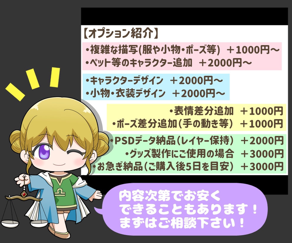 ぷにかわ２頭身！ミニキャラ・ちびキャラ制作します SNSアイコンや動画に、可愛いSDキャラをどうぞ♪商用OK！ イメージ4