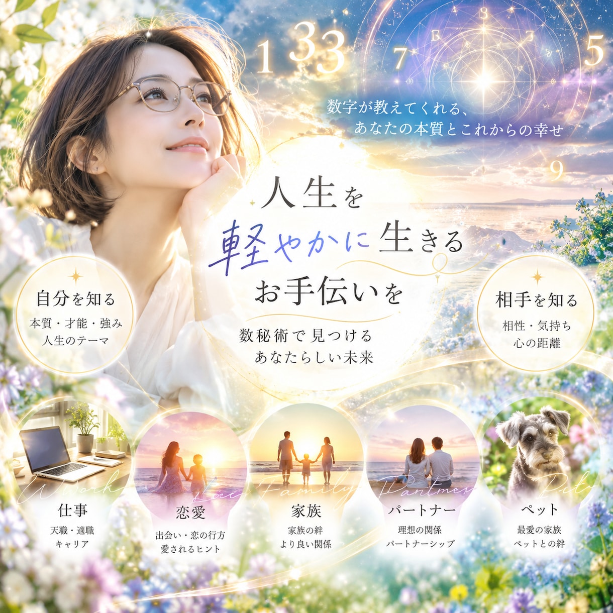 数秘術占い鑑定でご自身の特性や自己分析出来ます 数秘術で軽やかに人生を送るお手伝いをします イメージ1