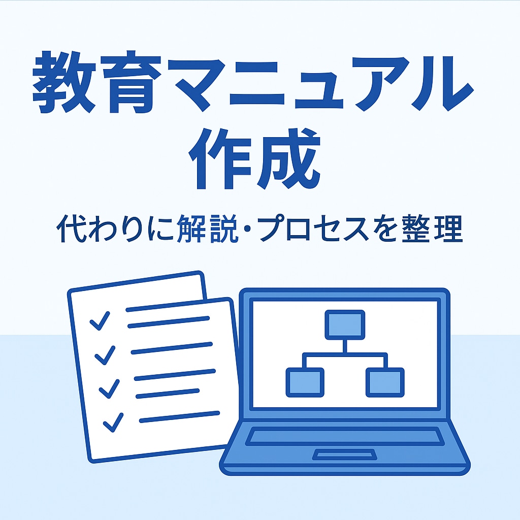 属人化解消！現場で使える教育マニュアル作成します 「時間がない」「資料作りは苦手」そんな方のためのサービス！ イメージ1