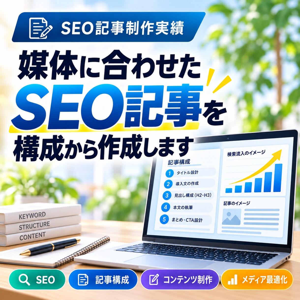 媒体に合わせたSEO記事を構成から作成します ペルソナ分析による「感情トーン設計」を融合させた高品質記事 イメージ1