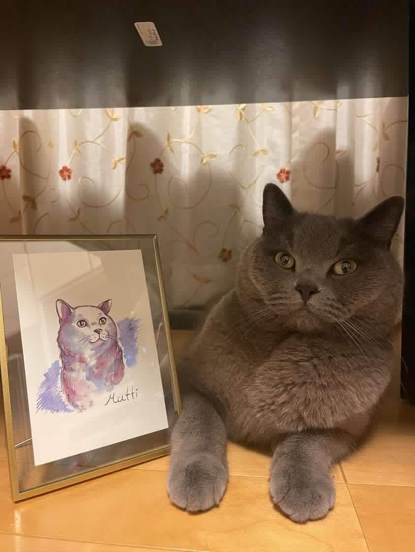 万年筆でペットの似顔絵を手描きします インク水彩ならではの「にじみ」を活かした似顔絵 イメージ6