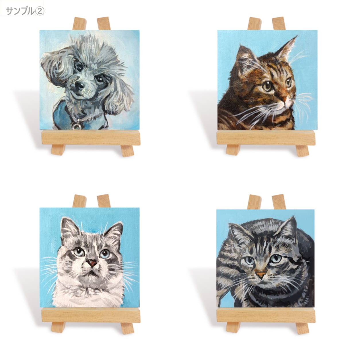 ペットを小さなキャンバスを描きます 気軽に飾れるオーダーメイド油絵 イメージ5