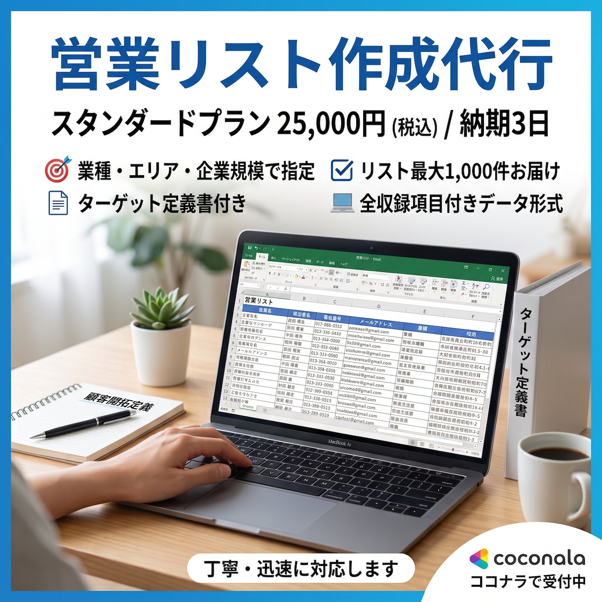 ターゲット定義書つきで営業リストを作成します スタンダード｜25,000円｜納期3日 イメージ1