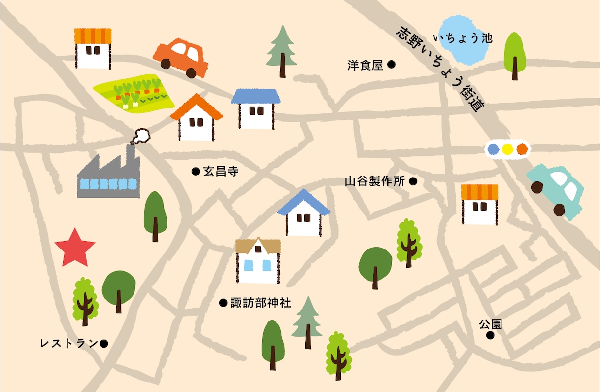 イラストタッチの地図を作成します 柔らかく親しみやすいイラストで地図をわかりやすく。 イメージ3