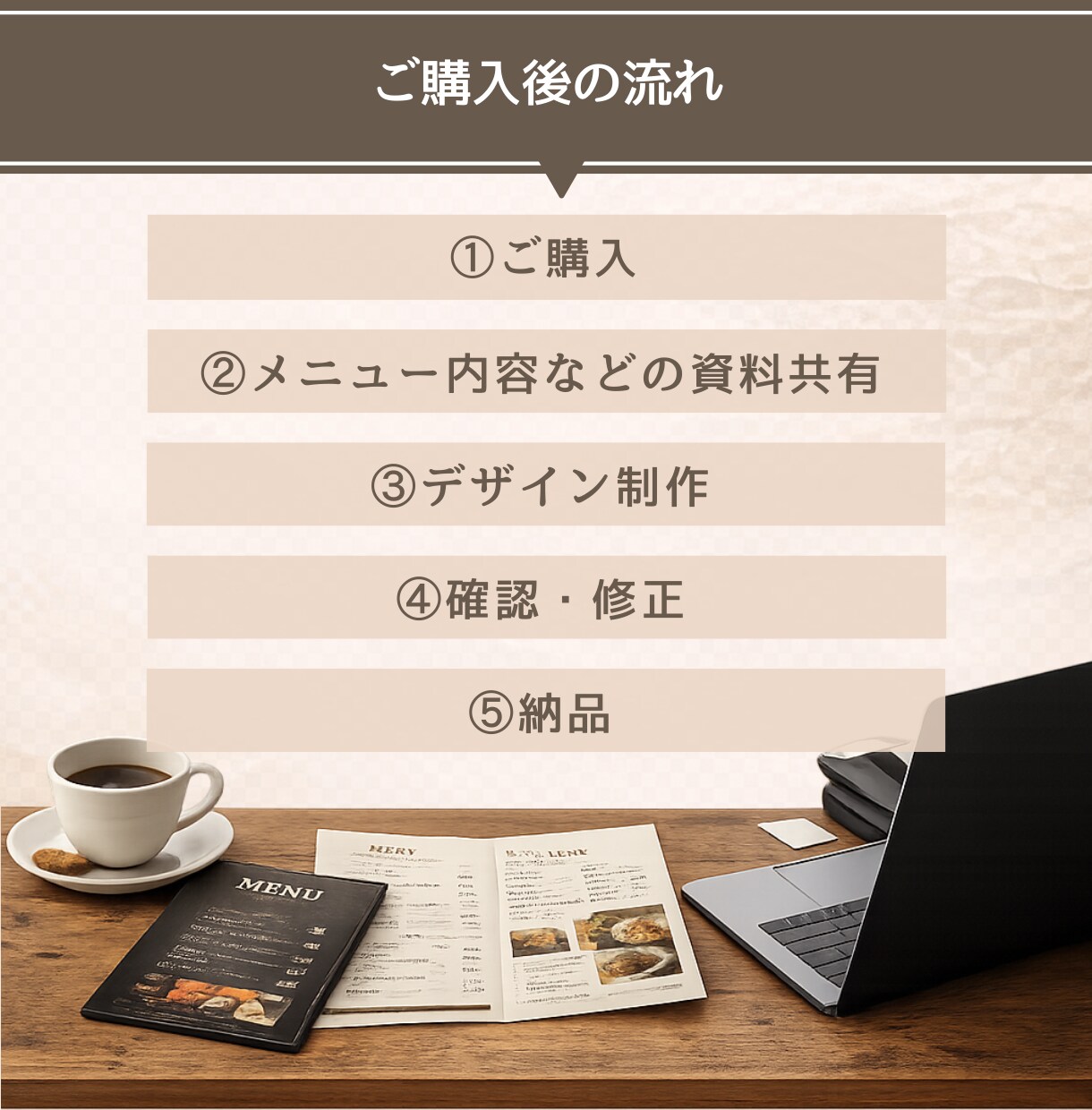 店舗向け見やすいメニュー表デザインします BAR・カフェ・居酒屋の雰囲気に合わせて丁寧に制作 イメージ4