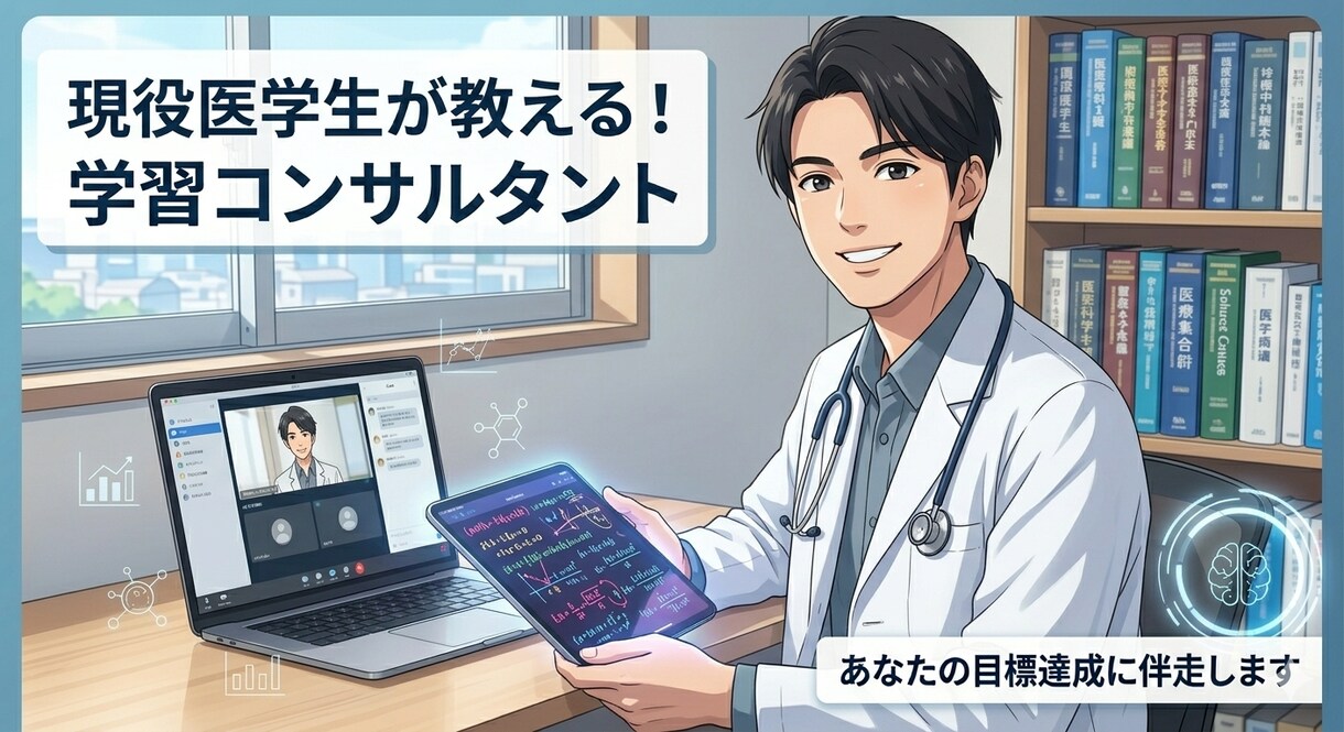 医学生の僕が家庭教師として志望校合格へと導きます 学習計画や進度の管理、相談、個別授業、質問対応を行います。 イメージ1