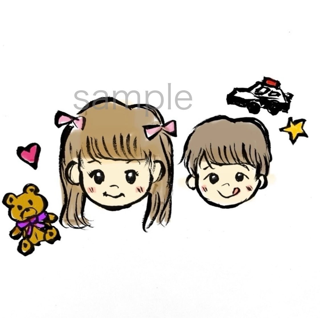 SNSアイコンや挿絵に♪可愛いイラストを描きます 毛筆でふんわり★手書き感あふれる個性的な似顔絵♪商用OK イメージ4