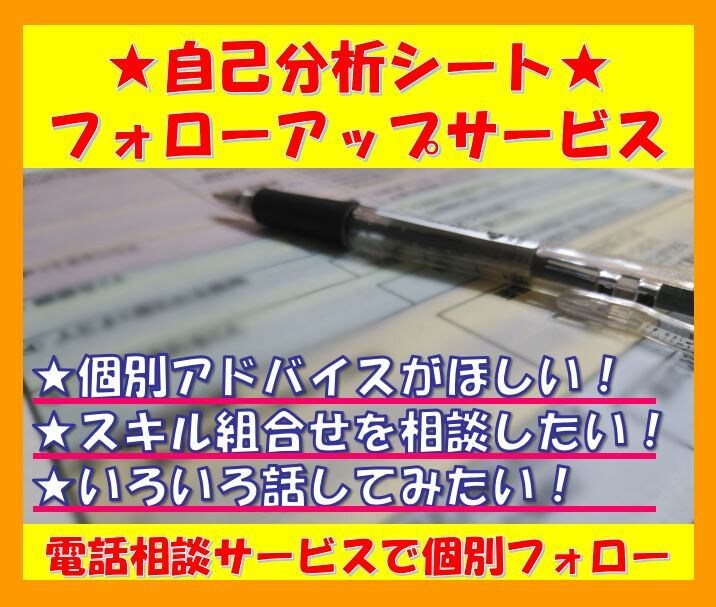 スキル分析した結果を電話でフォローアップします ご自身で整理した分析結果をコンサル視点から更なるアドバイス！ イメージ1