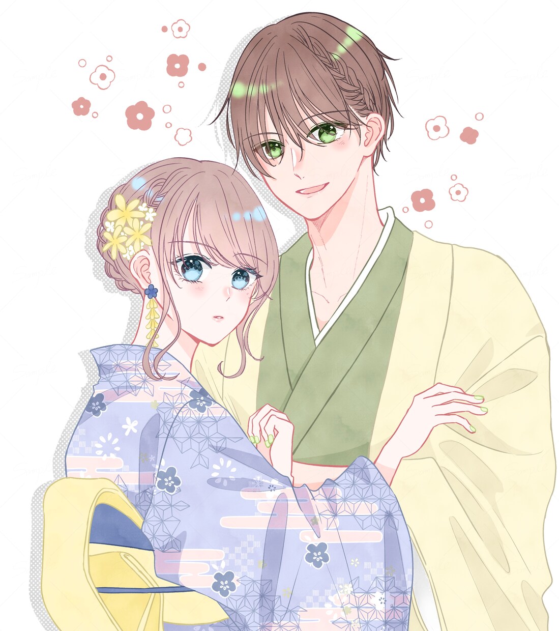 カップルイラストもOK！パステルカラーで描きます シンプルな塗りの優しい雰囲気のイラストはいかがでしょうか？ イメージ4