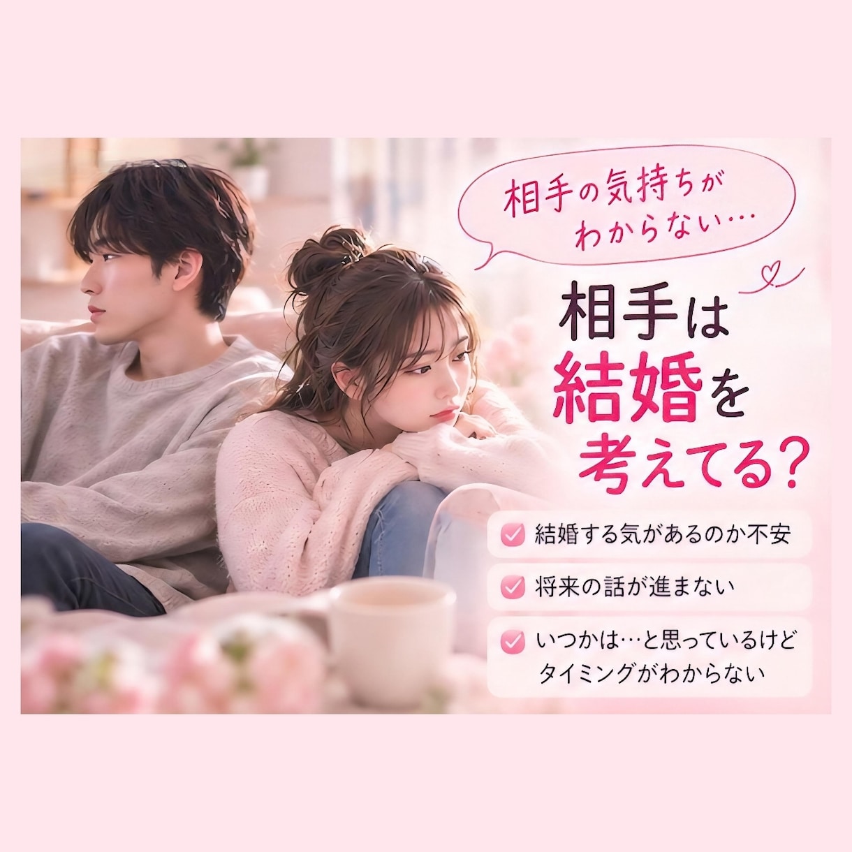 長い同棲生活から結婚への悩みに寄り添います 結婚への迷いや将来の不安を一緒に考えます イメージ3
