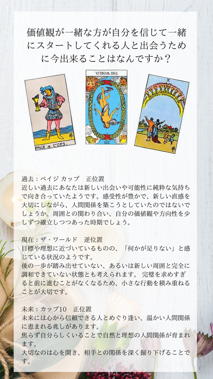 恋愛タロットで相手の本音鑑定します 「知りたい、でもこわい」気持ち・未来を優しく深く読み解きます イメージ4