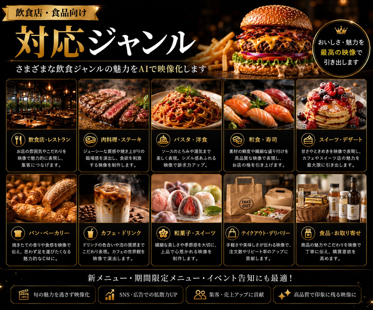 飲食店・食品向けAI広告・PR動画を制作します 撮影不要！SNSで目を引く飲食店・食品のCM風PR動画を制作 イメージ7