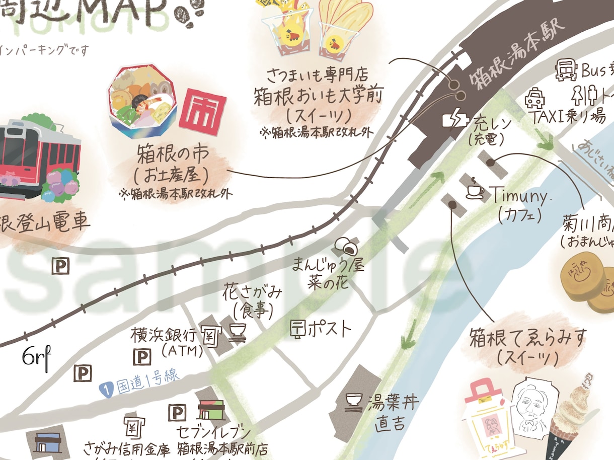 優しいタッチの手描きマップをつくります わかりやすくて目に留まる！手描き地図を描きます イメージ3