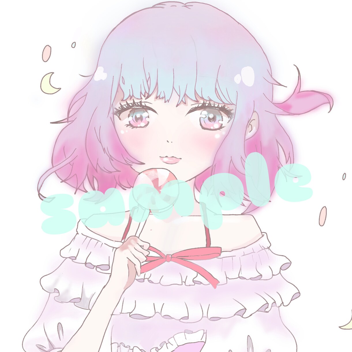 ゆめかわイラスト♡模写も写真を元にお描きします カップルペアイラスト、アイコン、ヘッダー等要望に答えます！！ イメージ3