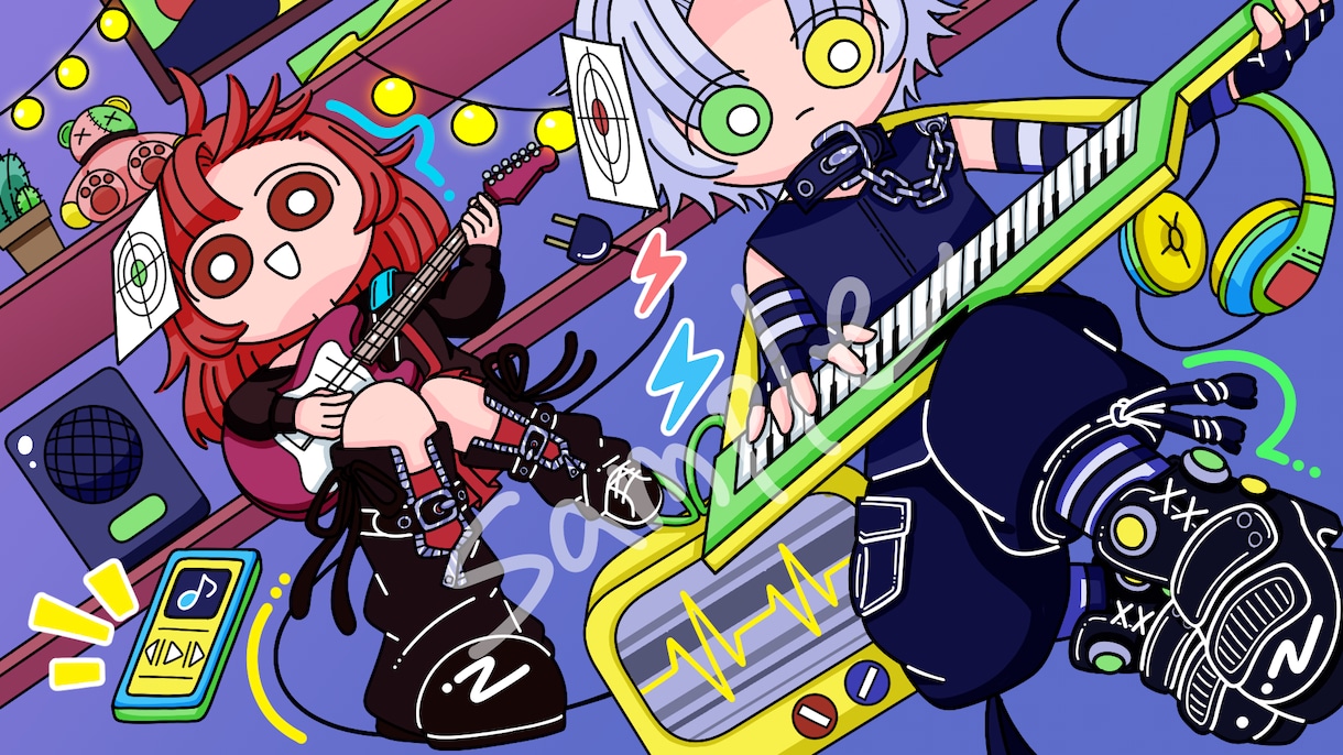 エモかわポップテイストなイラストを制作いたします 動画配信内の1枚絵やグッズ制作等に イメージ3