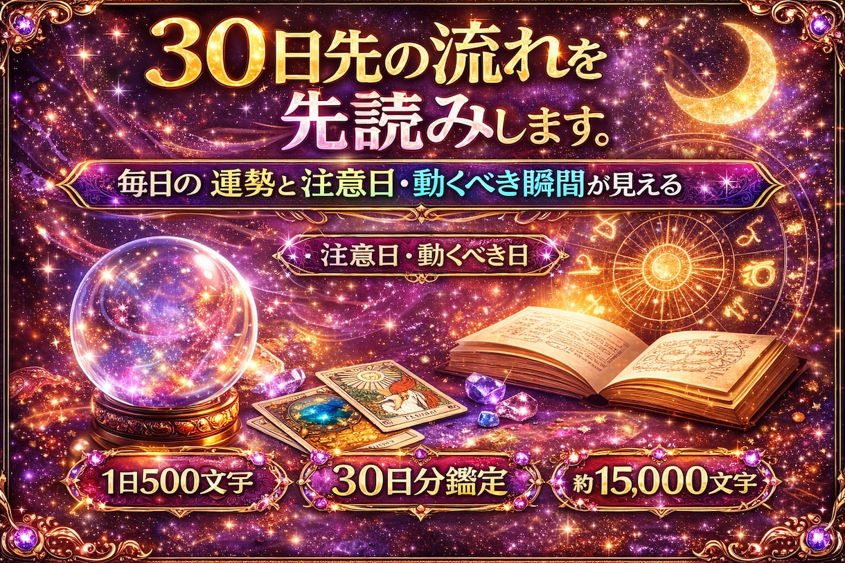 30日先を先読みし毎日の運勢と開運行動を届ます 1日ごとの追い風・注意日・動くべき瞬間までの運勢カレンダー イメージ3