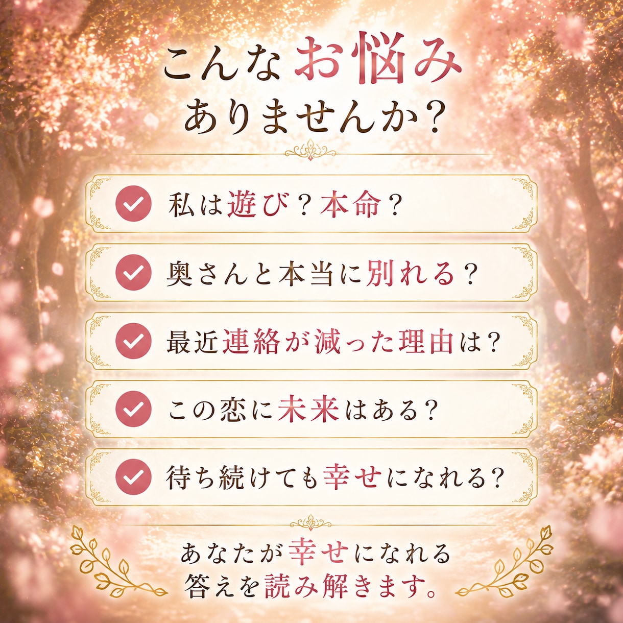 複雑恋愛　彼との今後の恋の行方について鑑定します 誰にも言えない苦しい恋の答え、一緒に見つけませんか？ イメージ2