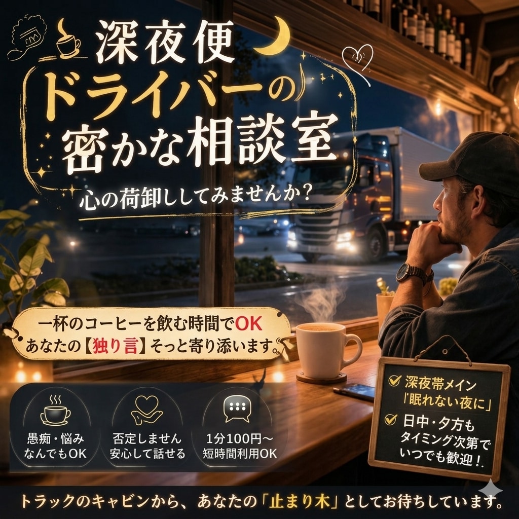 愚痴聞き・話し相手になります｜1分から電話OKます 眠れない夜、気を遣わずに話せる電話相手になります。 イメージ2