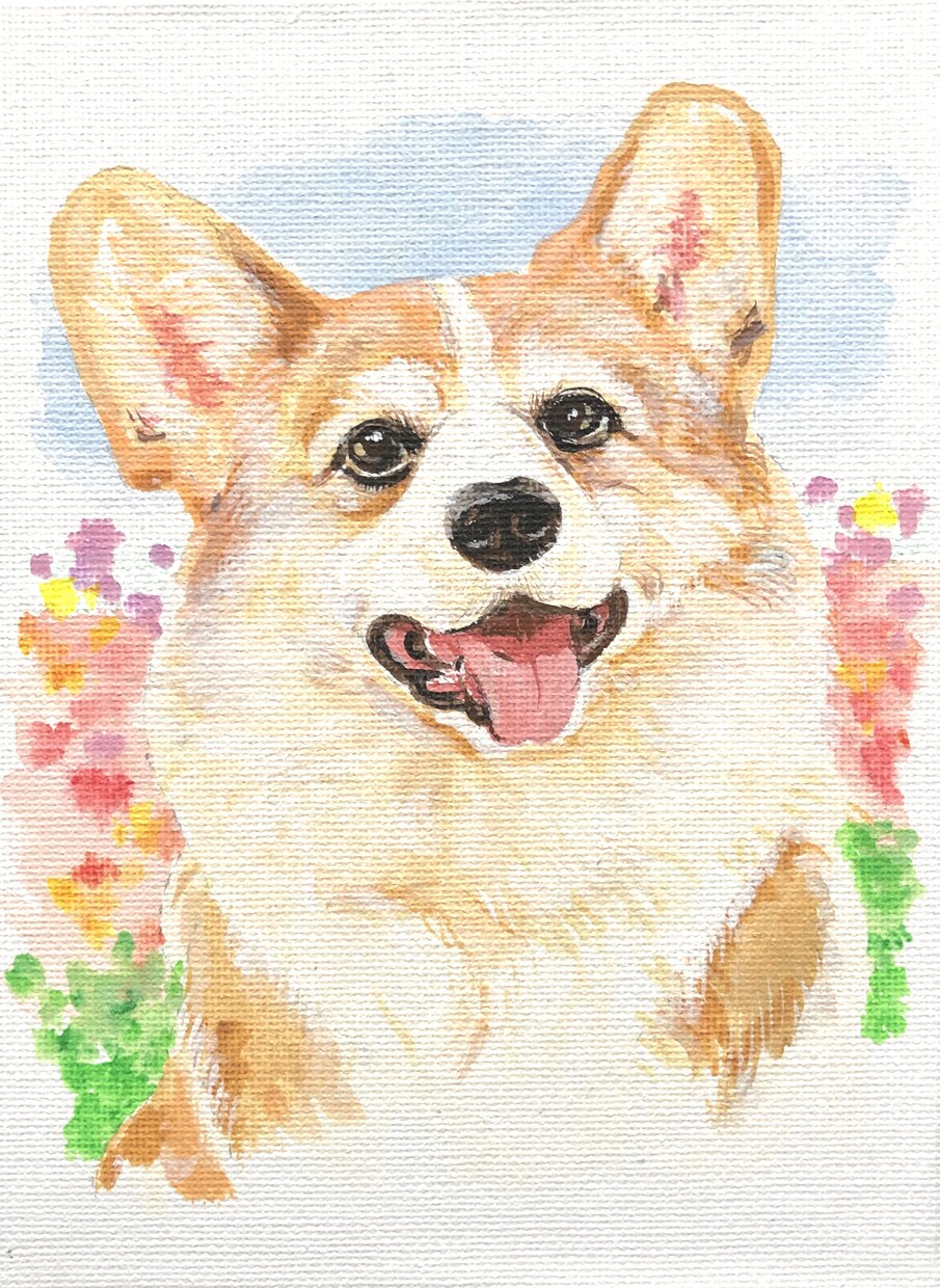 家族であるペットの一瞬の可愛さを似顔絵に描いてます アクリル絵の具でキャンバスボードにリアルに温かく描いてます イメージ4
